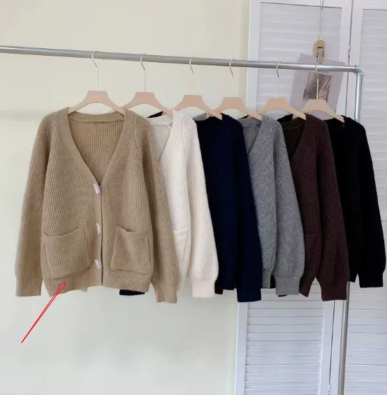 Winter New Horn Button Loose Sweater Coat Khaki - Shop at LoveMi