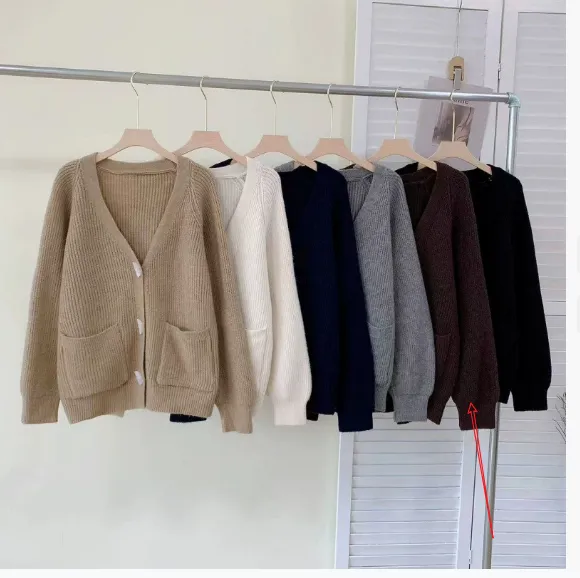 Winter New Horn Button Loose Sweater Coat Brown - Shop at LoveMi