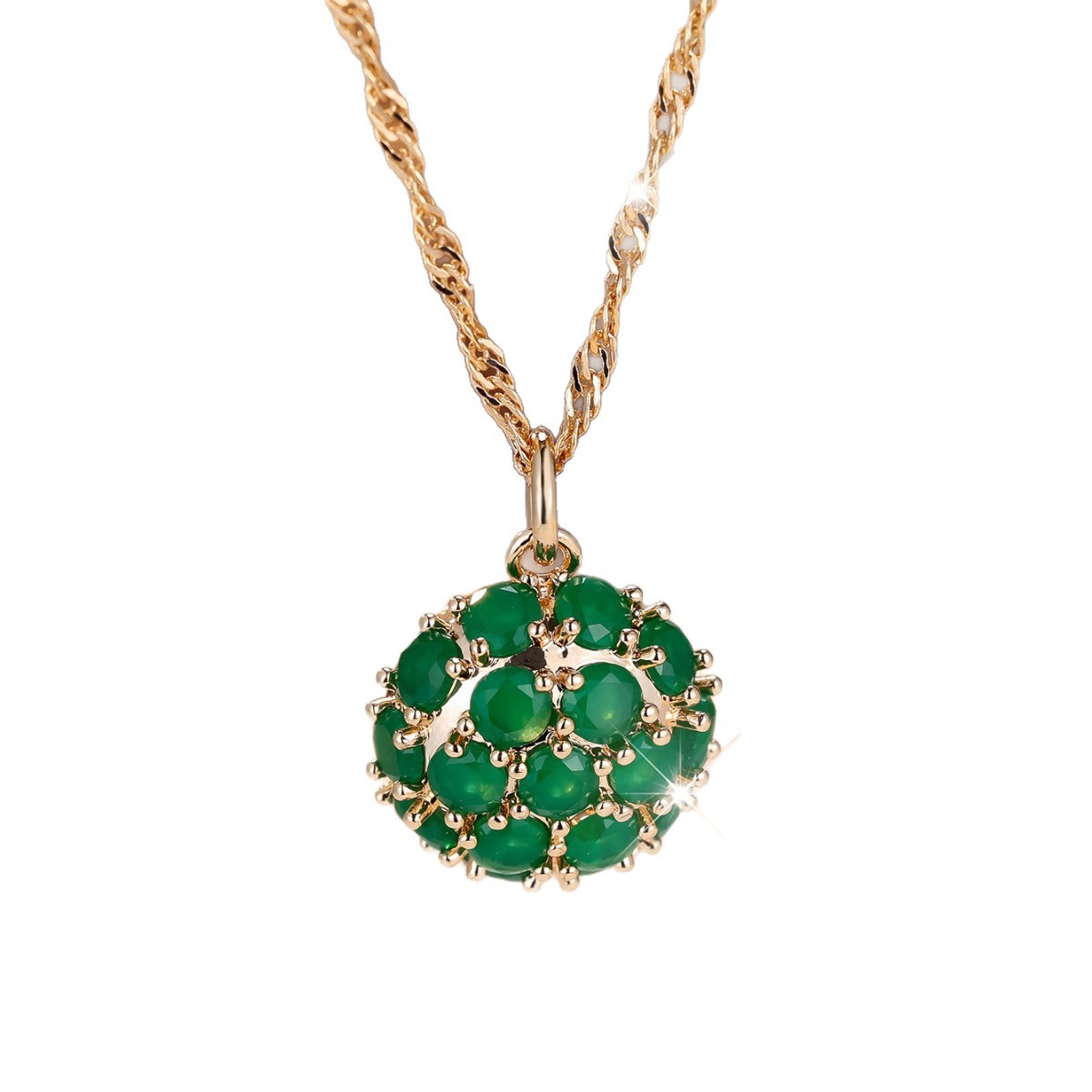 Hot Sale In Europe And America Exquisite Round Emerald Full Diamond Necklace