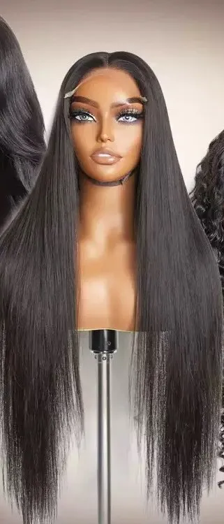 European And American Ladies Front Lace Synthetic Wigs Long Black Straight Hair - Shop at LoveMi