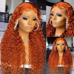 Creative And Versatile Wine Red Long Front Lace Wig - Dy3342 Orange - View 1
