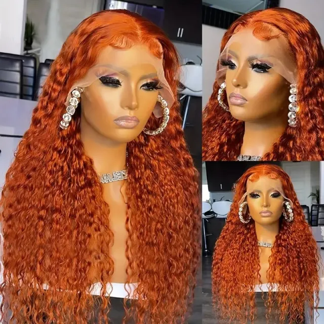 Creative And Versatile Wine Red Long Front Lace Wig Dy3342 Orange - Shop at LoveMi