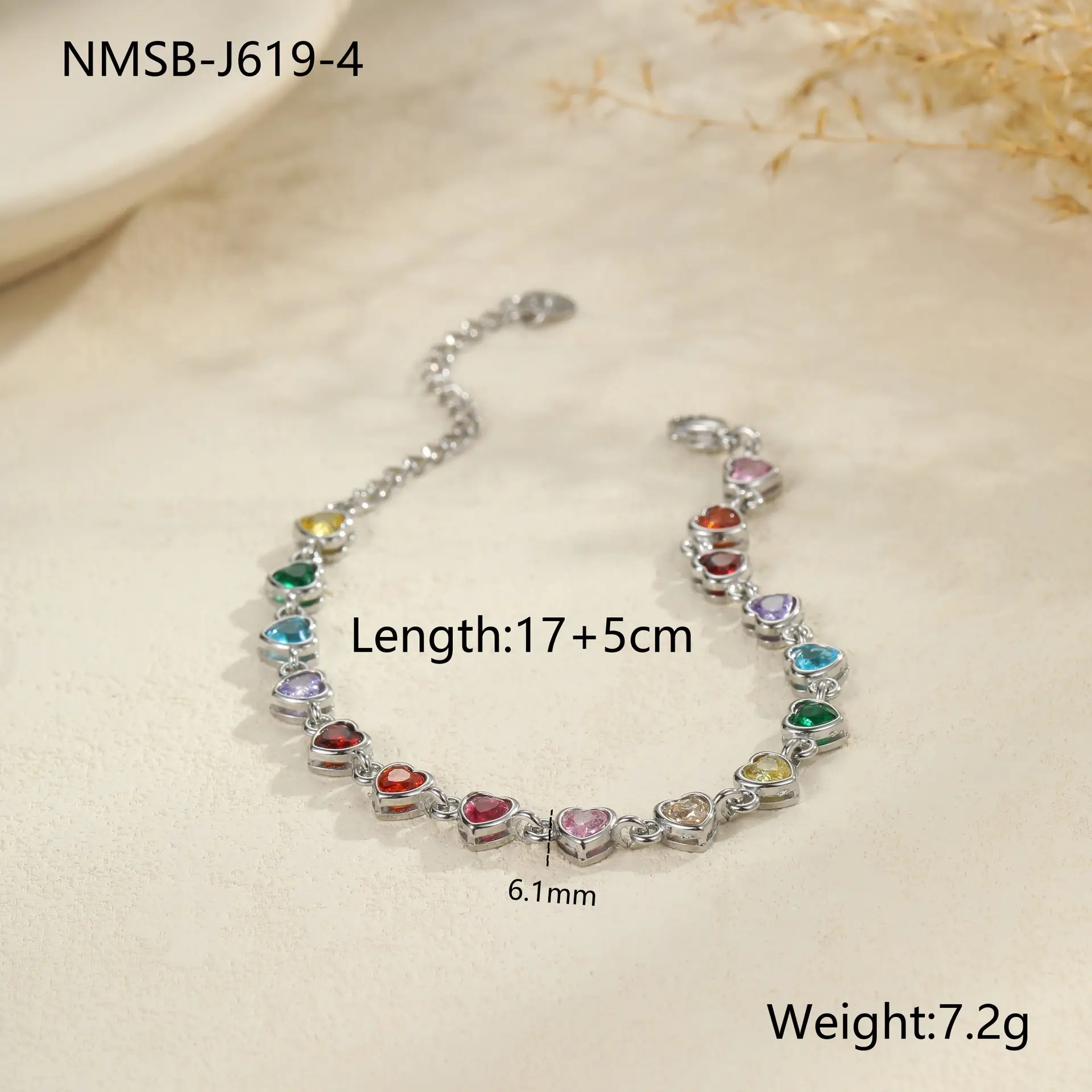 Color Zircon Stainless Steel Bracelet