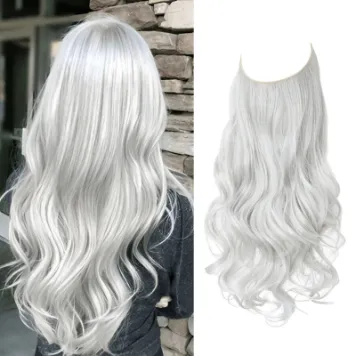 One piece U shaped Fishing Line Wig Set Invisible Natural Long Curly Hair 60B - Shop at LoveMi