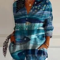 Long Sleeve Beach Travel Printed Shirt Jm6720 - Shop at LoveMi