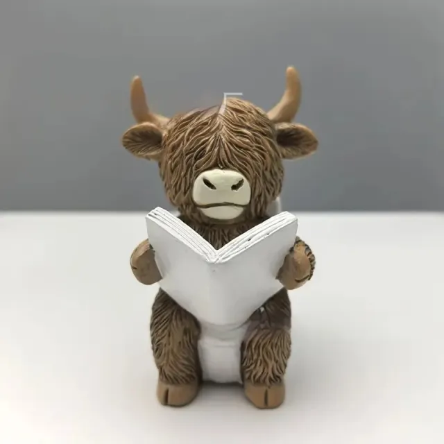 Household Desk Resin Bathroom Toilet Highland Cow Statue Holiday Decorations Christmas 14 - Shop at LoveMi