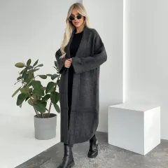 Autumn And Winter New Elegant Cardigan Sweater Coat For Women - Dark Grey - View 1