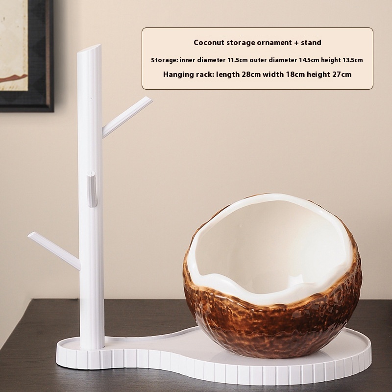 Coconut Ornaments Gathering Entry Hallway Key Storage Rack Living Room Desktop Ceramic Storage Box