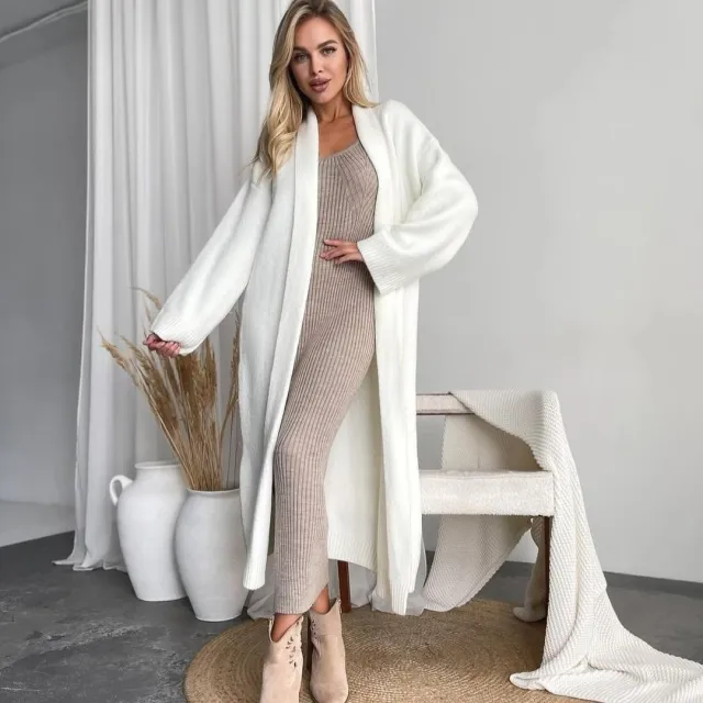 Autumn And Winter New Elegant Cardigan Sweater Coat For Women White - Shop at LoveMi