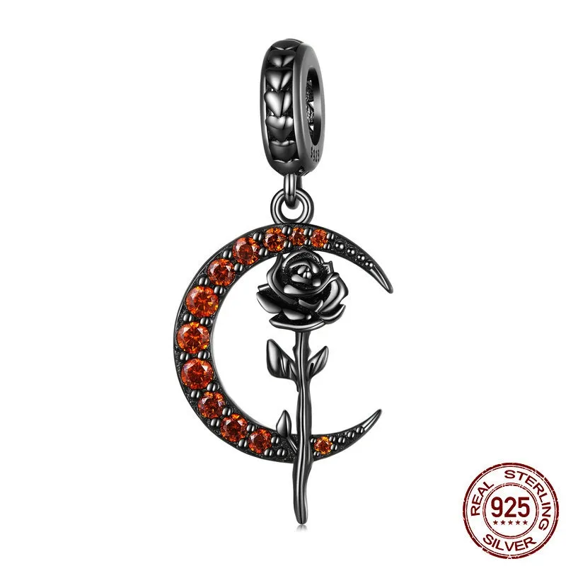 Moon Rose Diy Pendant 925 Sterling Silver Beads - Scc2384