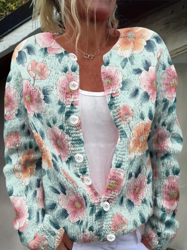Color printed lightweight breathable spring and autumn layered sweater Rose - Shop at LoveMi