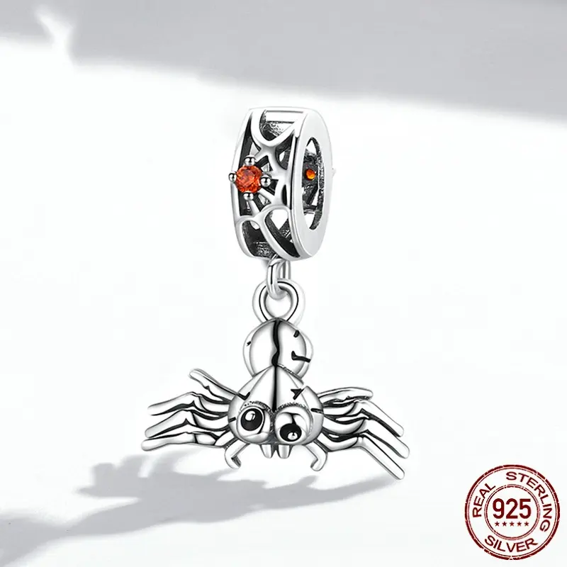 Halloween Spider Bracelet Pendant 925 Silver Beaded