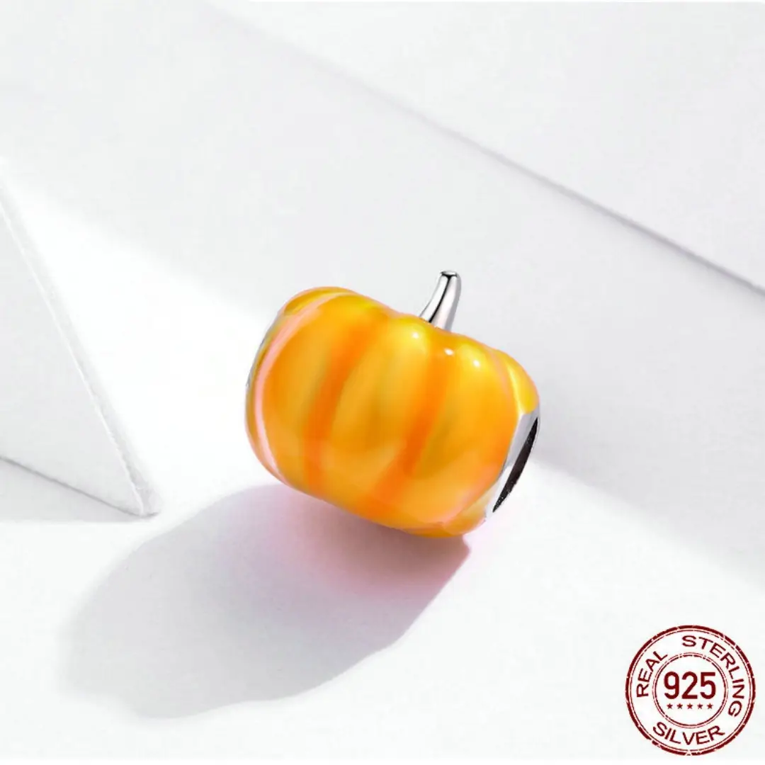 European And American Halloween Golden Pumpkin S925 Silver Beads