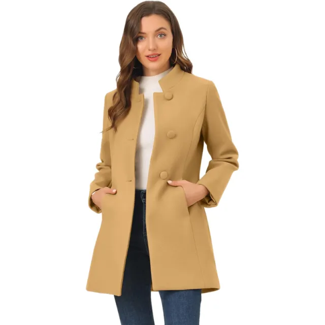 Pocket 3 Breasted Slim Coat Jacket Khaki - Shop at LoveMi