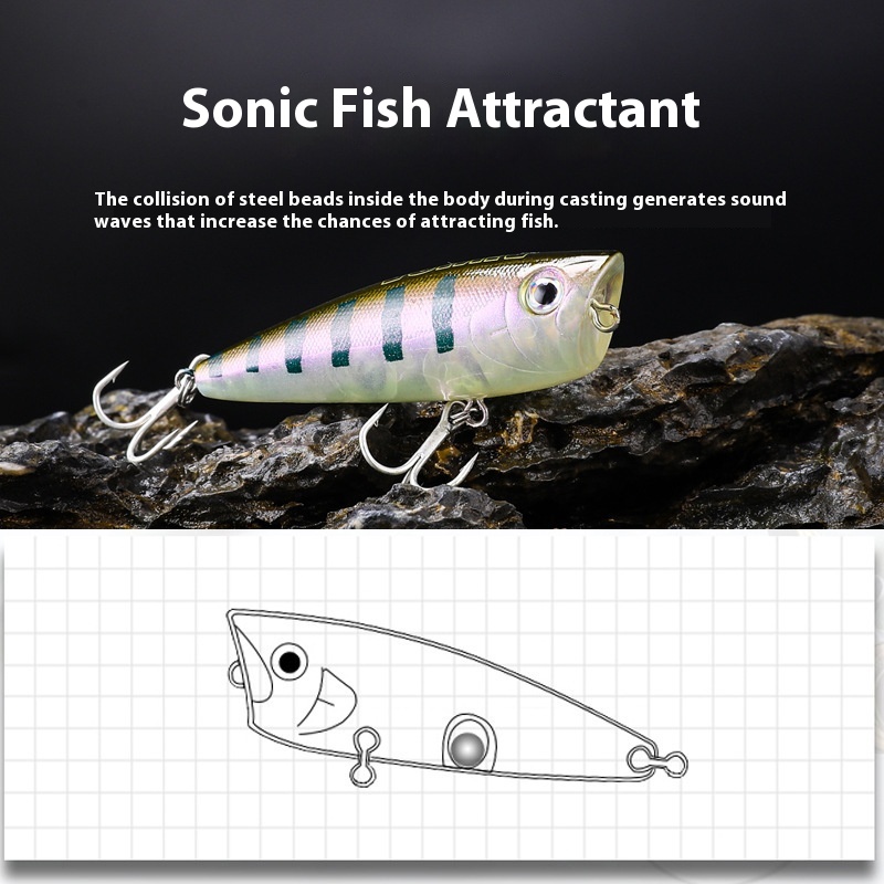 Lure Pineapple 6cm7g Micro Floating Water Tossing Wave Lying Topmouth Culter Black Weever