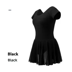 New Leotards Women's Short Sleeve Dancing Dress - Black - View 1