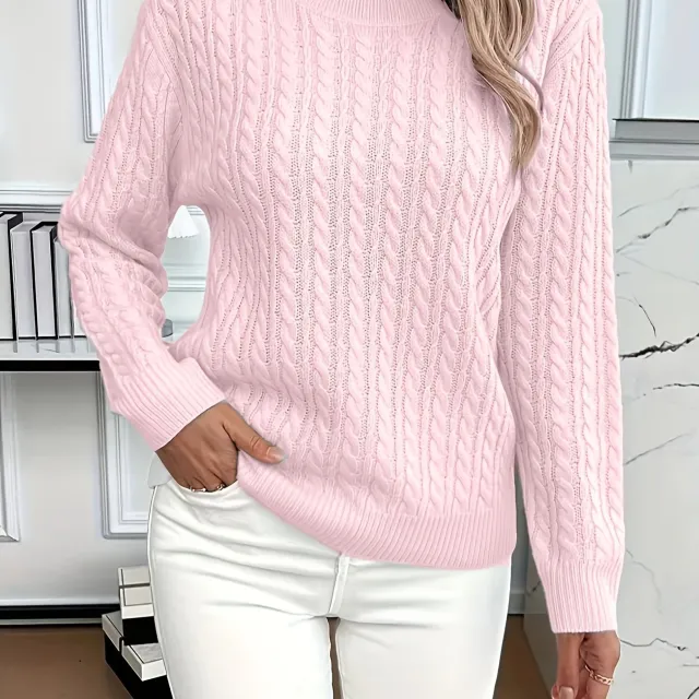 Ins Twist Round Neck Pullover Sweater Fashion Solid Color Long sleeved Knitted Top For Women Pink - Shop at LoveMi