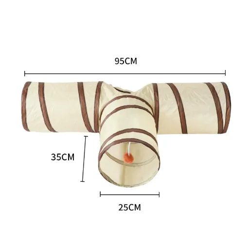 Y shaped Foldable Cat Tunnel Fabric Pet Cat Toy Drill Hole Funny Cat Pet Nest Single Layer Mica T Tunnel - Shop at LoveMi