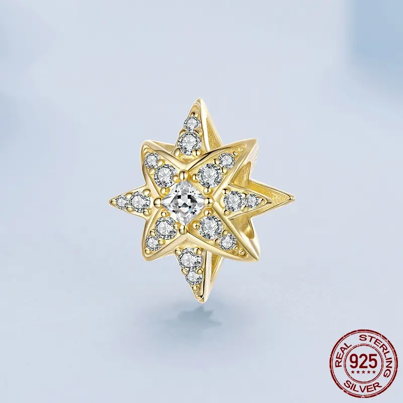 Over Inlaid Zircon S925 Sterling Silver Eight-pointed