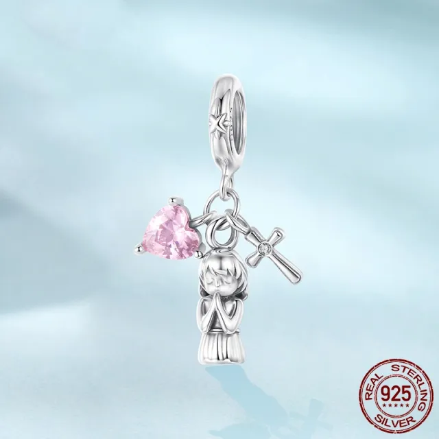 Heart Cross Pendant Parts S925 Sterling Silver Bracelet String Beads Scc3175 - Shop at LoveMi