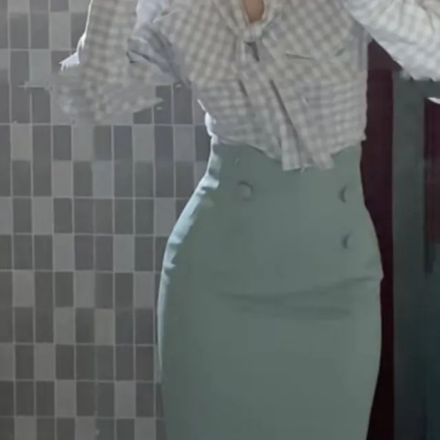 Spring And Autumn High Waist Slimming Hip wrapped Mid length Dress Two piece Set Green Skirt - Shop at LoveMi