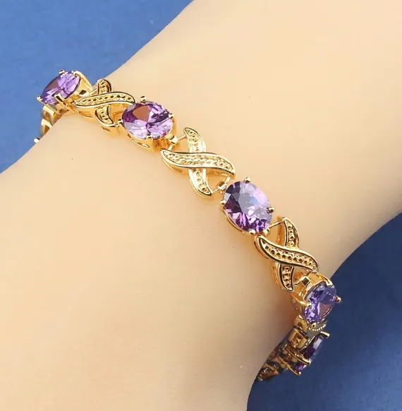 Fashion High quality Zircon Women's Bracelet Purple - Shop at LoveMi