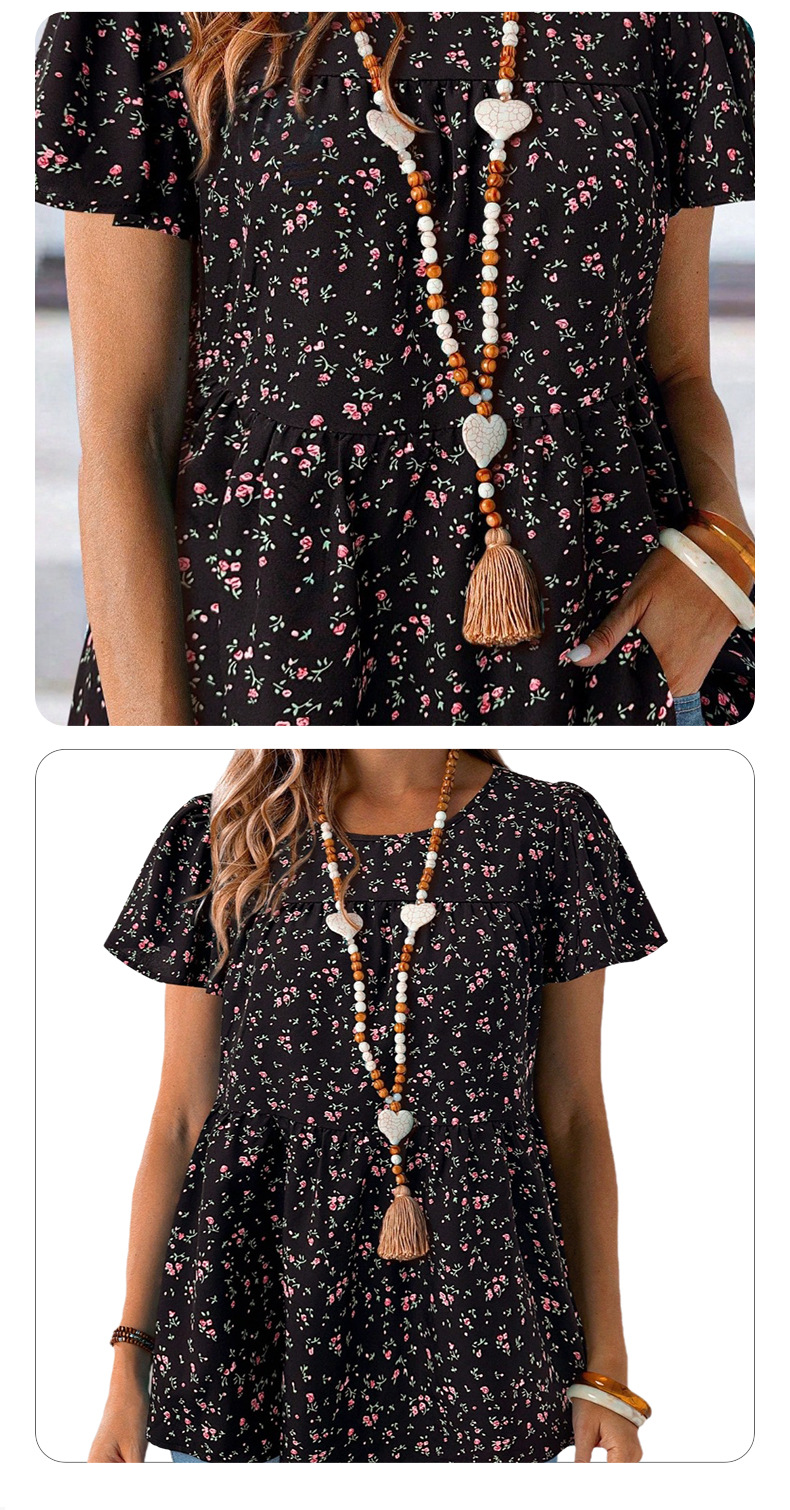 Women's Floral Sweet Short-sleeved Top