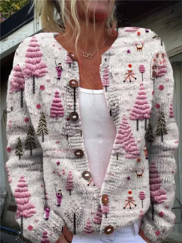 New Women's Autumn And Winter Style Loose 3D Printed Knitted Cardigan Sweater 18 Style 2Xl - Shop at LoveMi