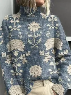 Women's Christmas Printed Turtleneck Sweater - 13 E127-Xl - View 1