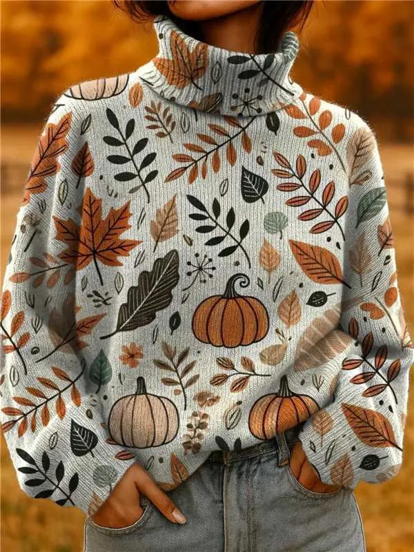 Women's Christmas Printed Turtleneck Sweater 11 E127 - Shop at LoveMi