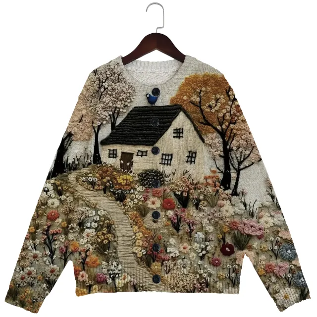 Color Printed Light And Transparent Sweater 1 Style - Shop at LoveMi