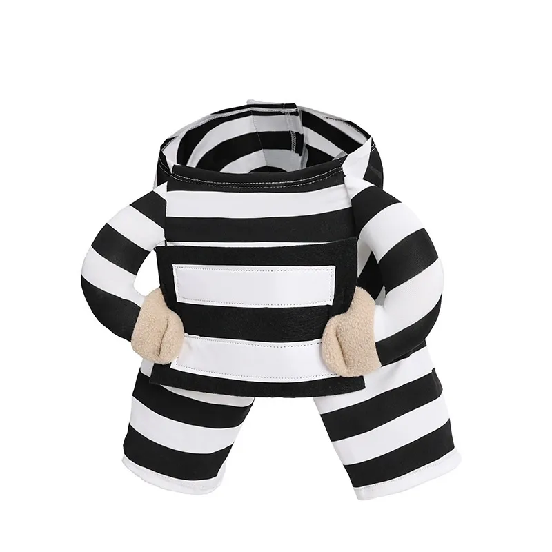 Dog Halloween Pet Costume Striped Funny Clothes - Black And White