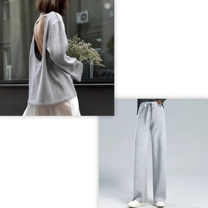 Cotton Pullover Loose Temperament Lazy - Gray Set