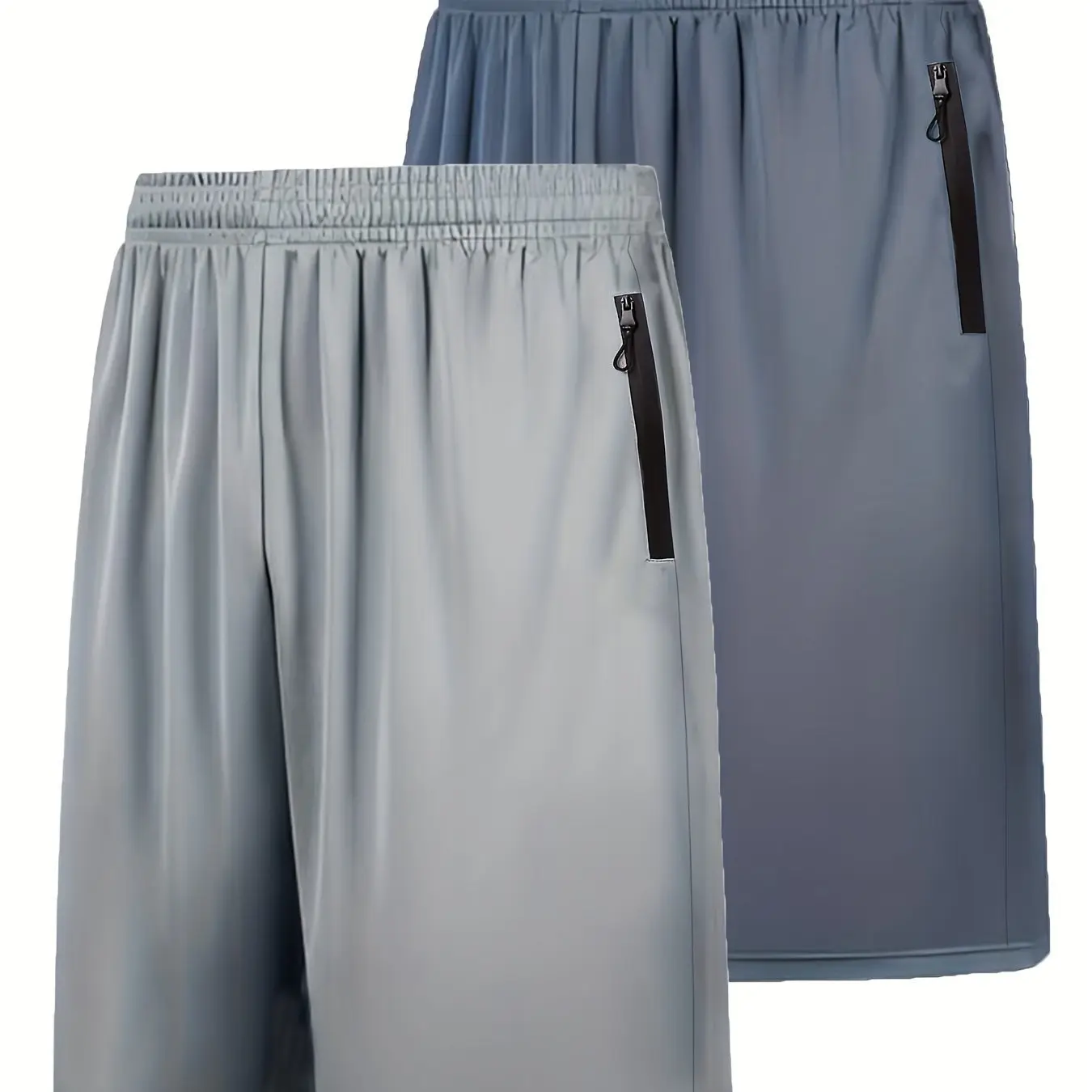 2PCs Quick-drying Men's Sports Shorts With Elastic Waist Belt