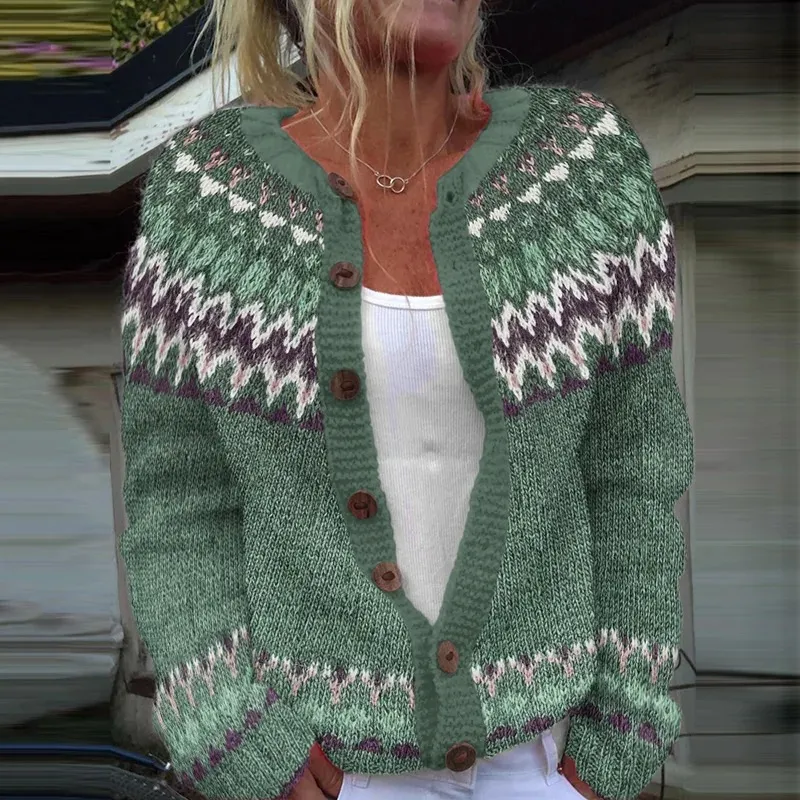 Digital Printing Cardigan Knitted Coat - Kkwy105