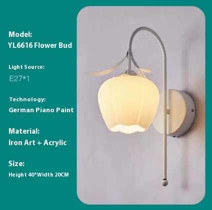 French Cream Style Wall Lamp Orchid Bell Flower Bedside