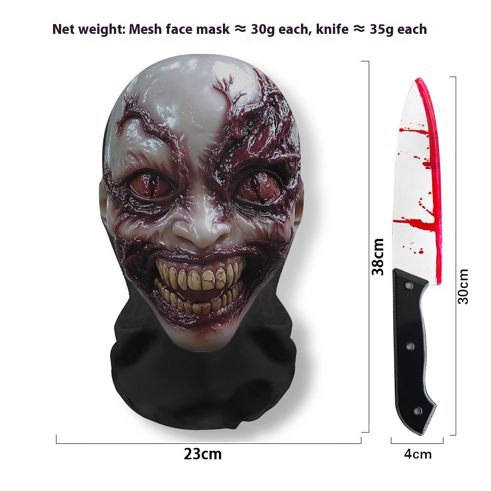 Masque Scream Halloween maillé + couteau — 20 visages 1