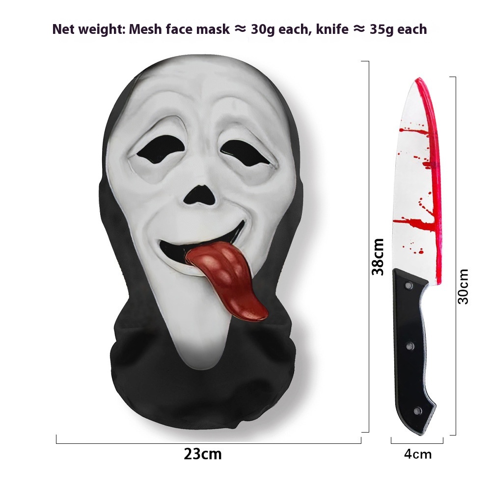 Masque Scream Halloween maillé + couteau — 20 visages 31
