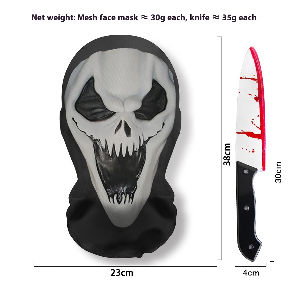 Masque Scream Halloween maillé + couteau — 20 visages 18