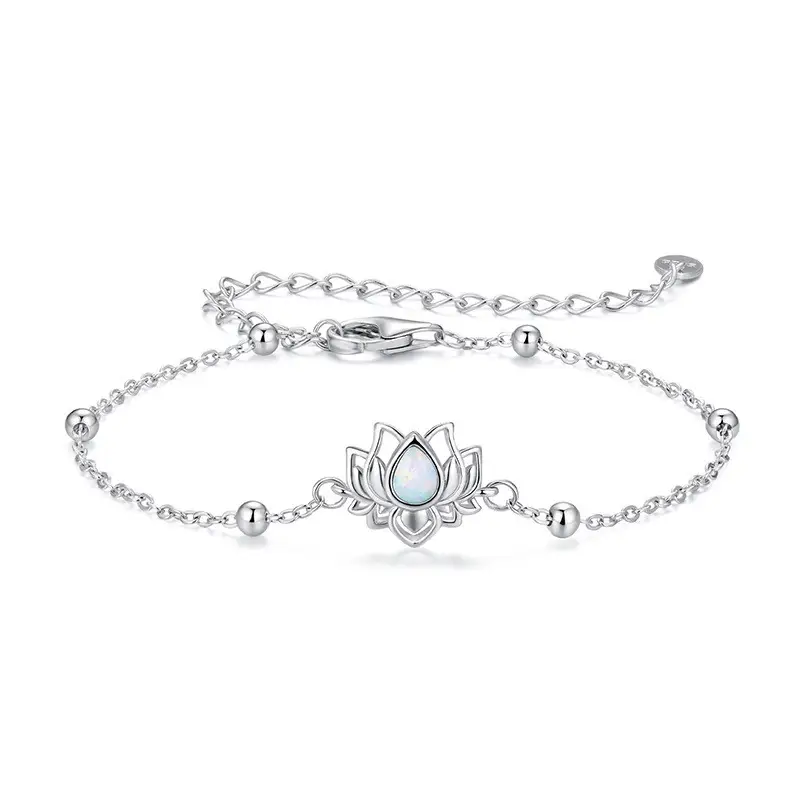 S925 Pure Silver Lotus Opal Bracelet