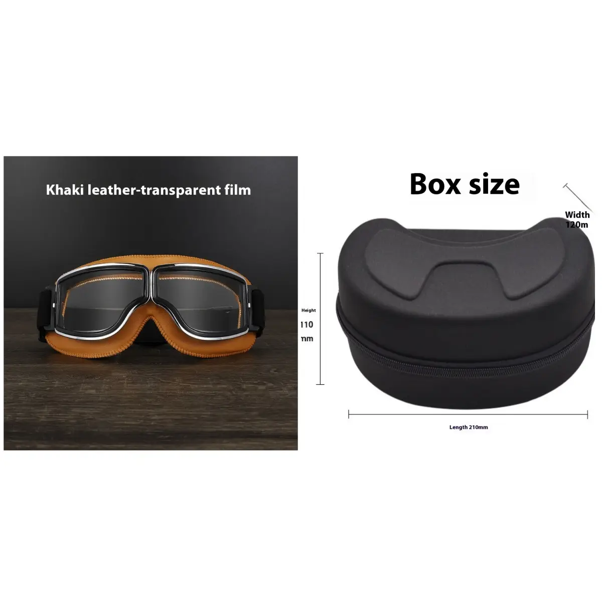 Portable Mirror Motorcycle Zipper Storage Glasses Case Large