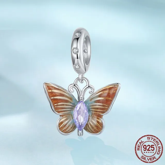 S925 Sterling Silver Butterfly Pendant Charm Smart Insect Diy Bead Accessories Scc3162 Pendant - Shop at LoveMi