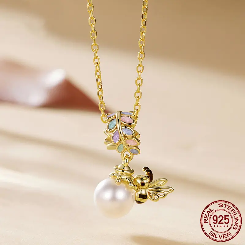 Original S925 Sterling Silver Gold Plated Pearl