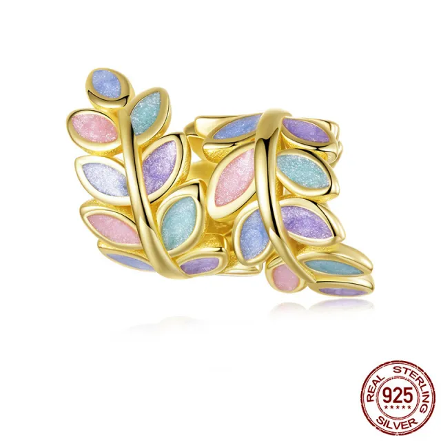 S925 Sterling Silver Beads Autumn Fallen Leaves Diy Bracelet Beads Accessories Bsc1173 - Shop at LoveMi