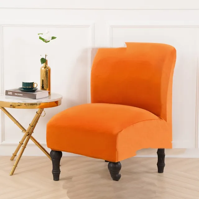 Silver Fox Velvet Thickened Non armrest Fat Chair Cover Flange Orange - Shop at LoveMi