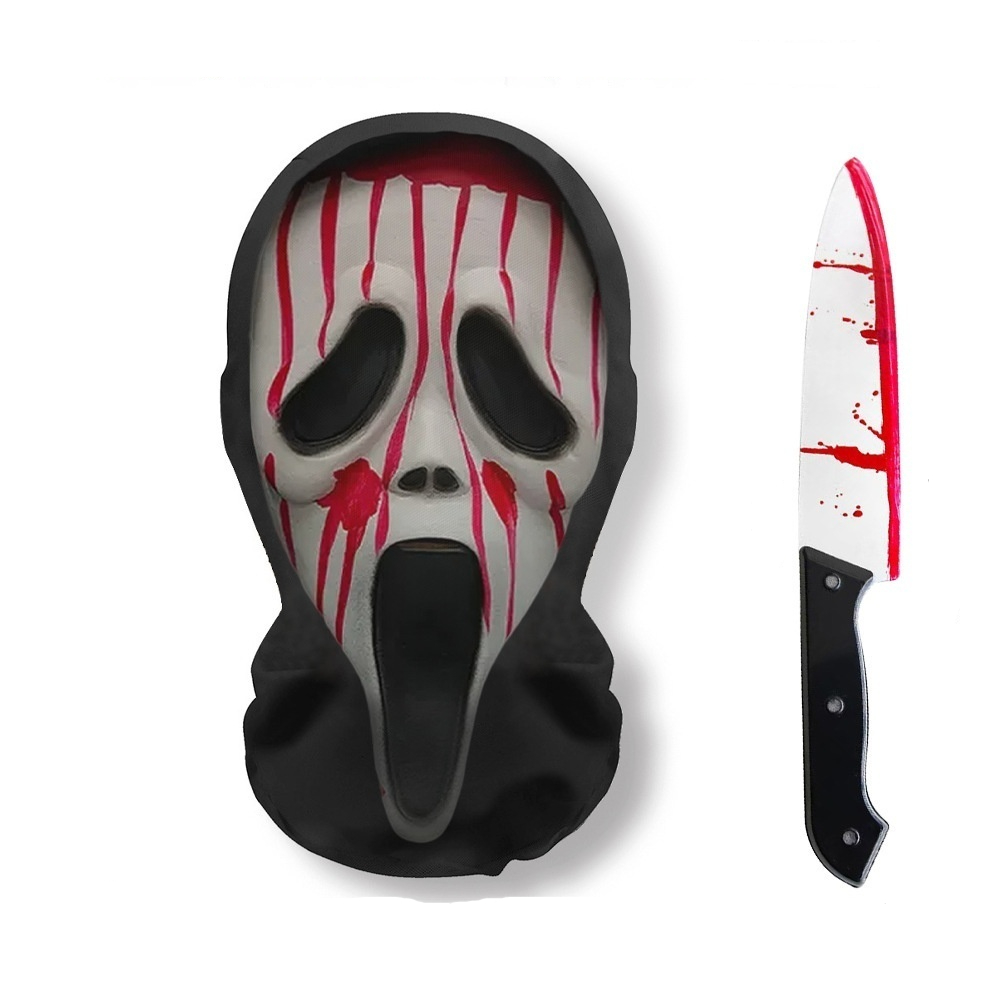 Masque Scream Halloween maillé + couteau — 20 visages 3