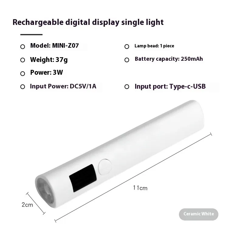 Hot Lamp Handheld In-line Lamps Led Light Digital Display - White