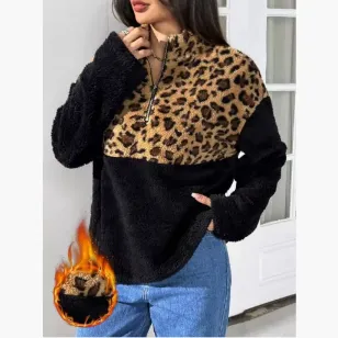 Autumn And Winter New Long sleeved Sweater Leopard Print Black 02 - Shop at LoveMi