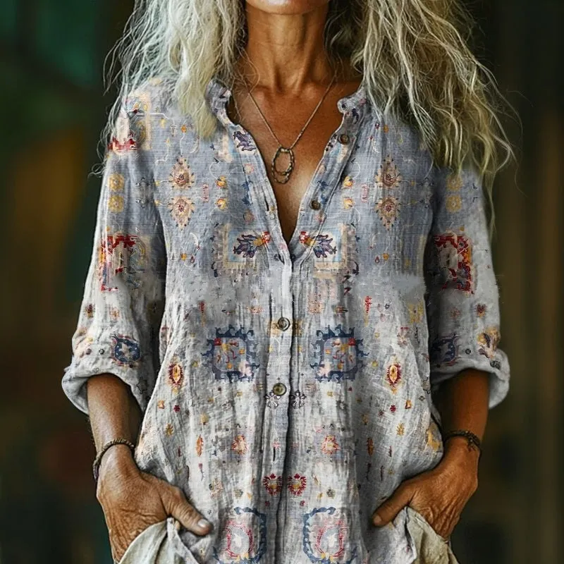 European And American Leisure Floral 3D Printed Shirt Women's Clothing - Style 1