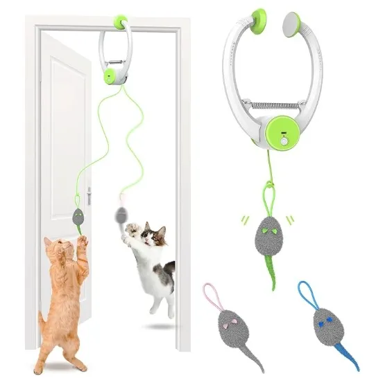 Colorful Beating Mouse Electric Door Holder Hanging Automatic Interactive Toy Fluorescent Green - Shop at LoveMi
